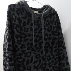 LOFT Gray and Black Leopard Print Sweater